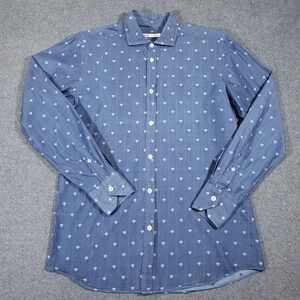 Maurizio Baldassari Button Up Shirt Men Small Blue White Long Sleeve Italy